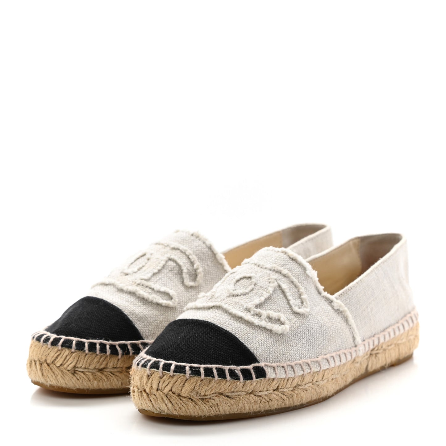 Linen CC Espadrilles 37 Beige Black