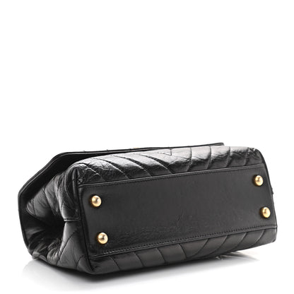 Chanel Aged Calfskin Chevron Quilted Mini Coco Handle Flap Black 4 of 10