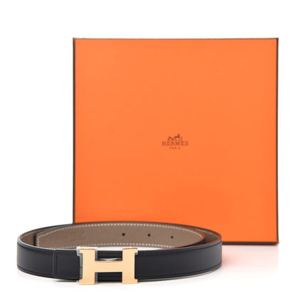 Hermes Swift Epsom 24mm Mini Constance H Belt 75 Black Etoupe 5 of 5