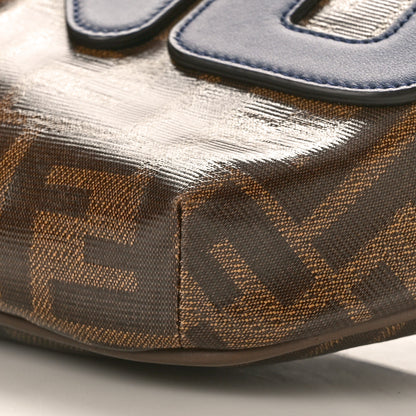 Fendi X FILA Glazed Fabric Vitello Century FF 1974 Mania Belt Bag Mogano Panna Blueberry 11 of 11