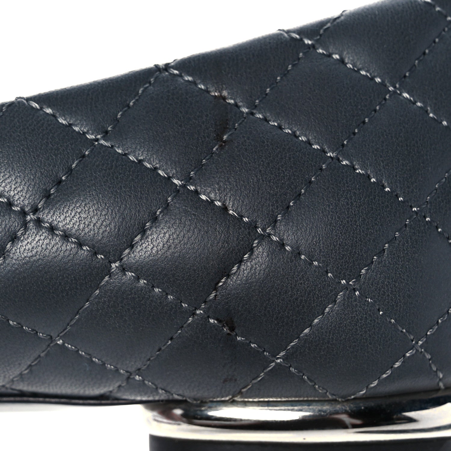 Chanel Lambskin Quilted Cap Toe CC Ballerina Flats 38 Charcoal Black 9 of 11