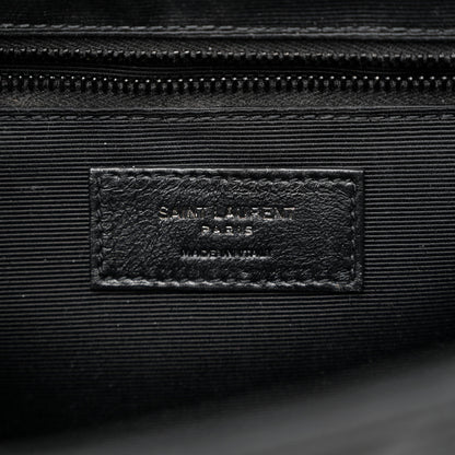 Saint Laurent Grain De Poudre Textured Mixed Matelasse Large Triquilt Monogram Monochrome Satchel Black 6 of 10