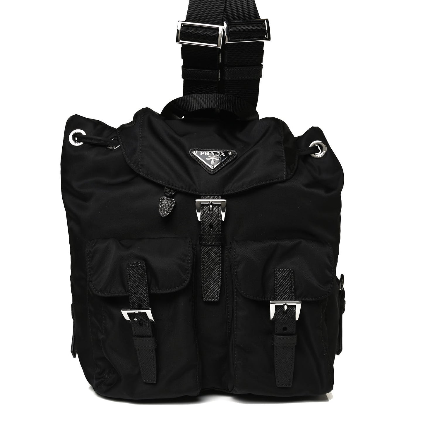 Tessuto Nylon Saffiano Small Backpack Black