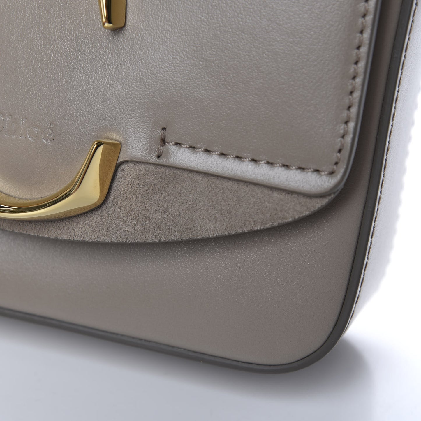 Shiny Calfskin Suede Mini C Double Carry Motty Grey