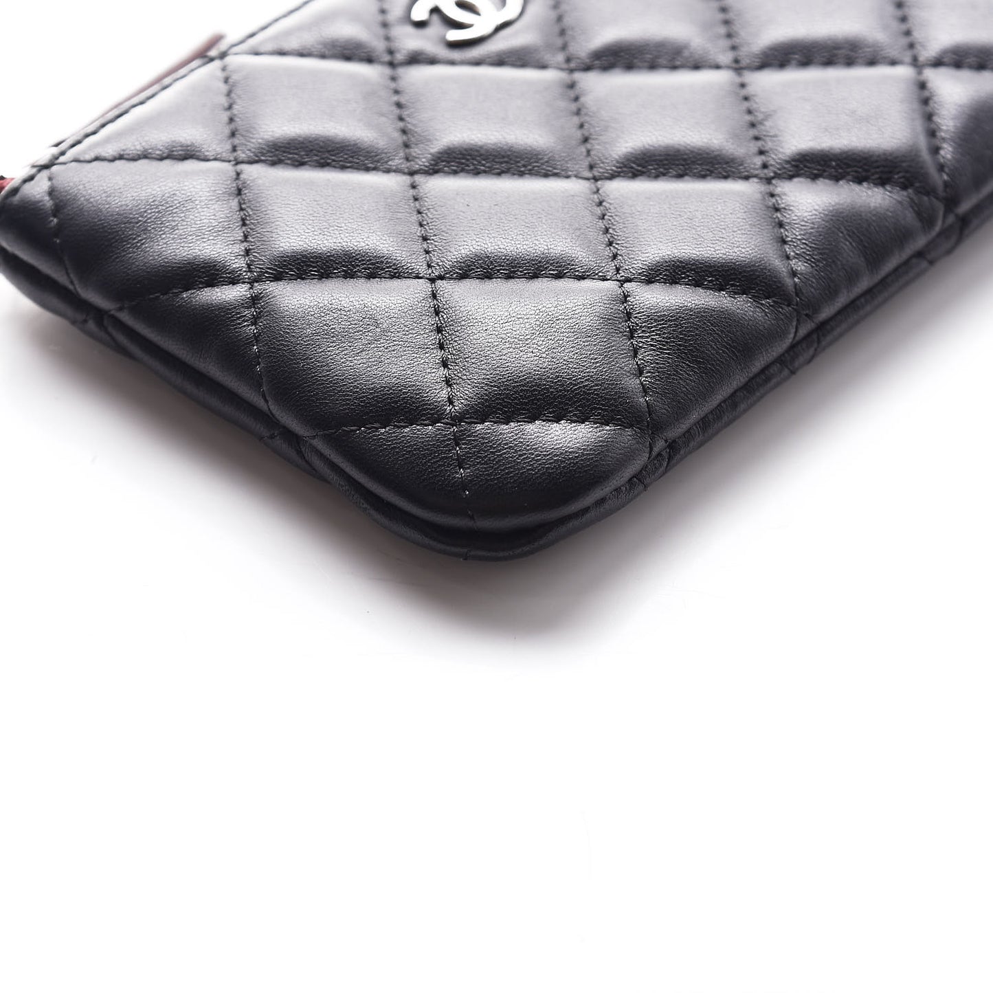 Lambskin Quilted Small Cosmetic Case Black