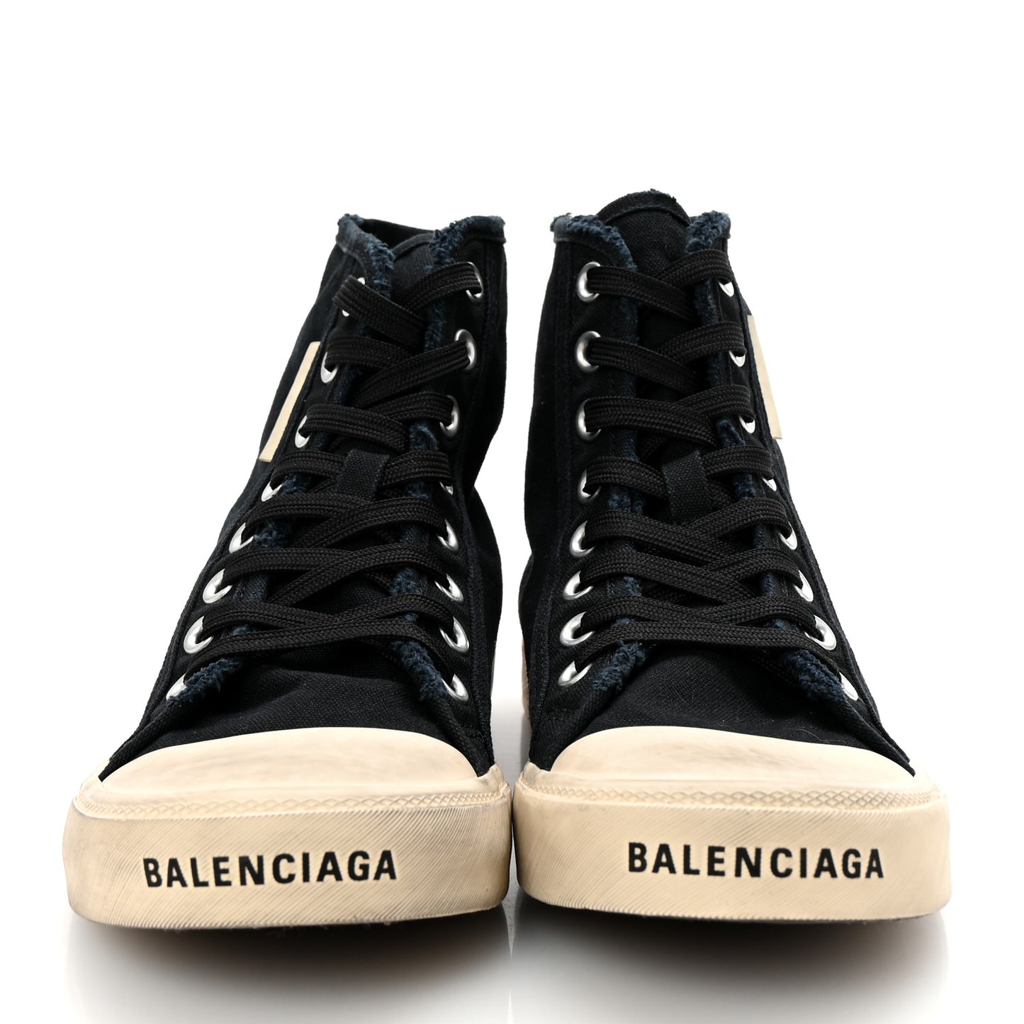 Canvas Distressed Womens Paris High Top Sneakers 38 Black