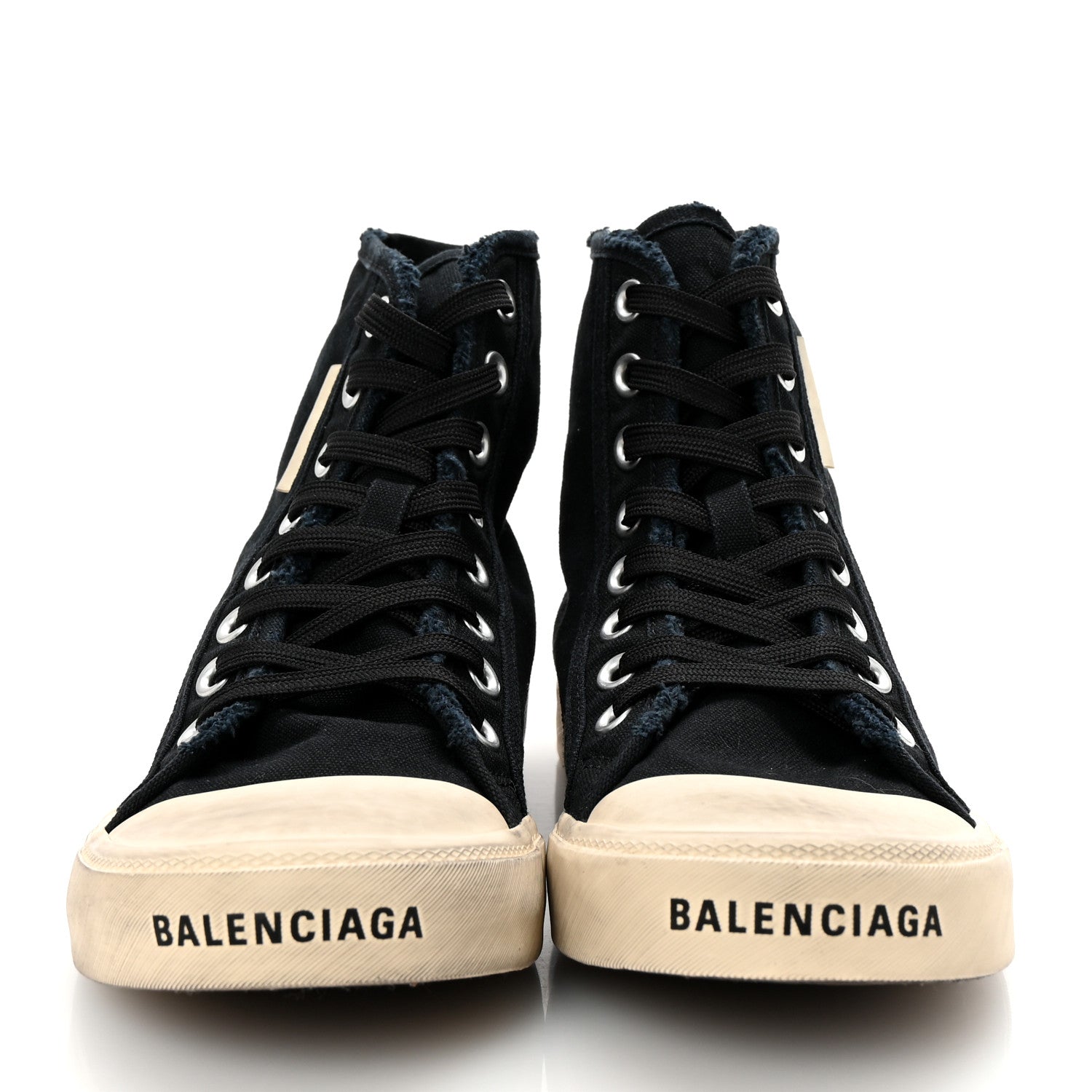 Balenciaga Canvas Distressed Womens Paris High Top Sneakers 38 Black 3 of 9