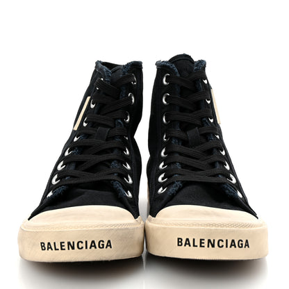 Balenciaga Canvas Distressed Womens Paris High Top Sneakers 38 Black 3 of 9