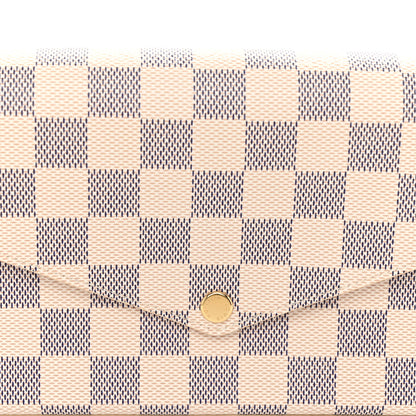 Louis Vuitton Damier Azur Pochette Felicie Chain Wallet Rose Ballerine 8 of 11