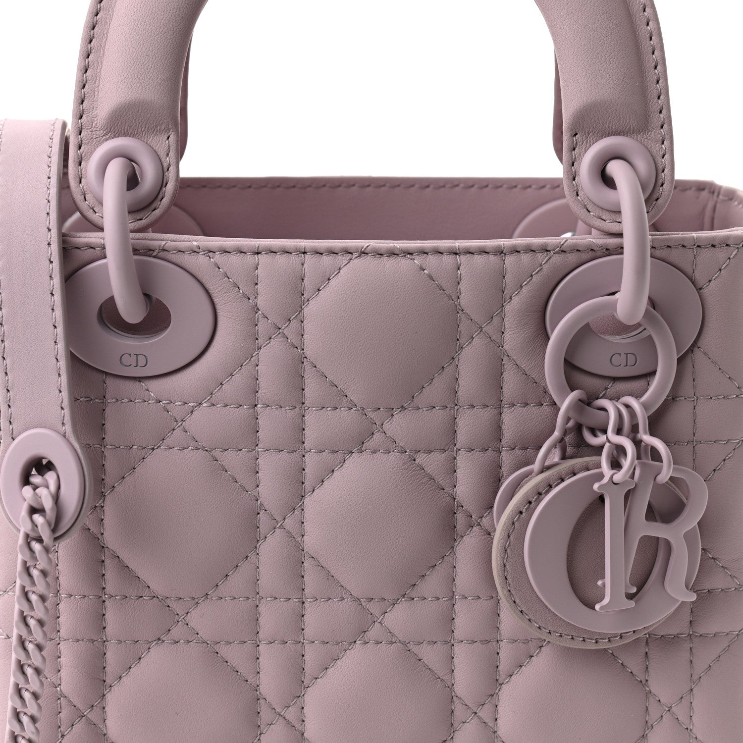 Christian Dior Ultra Matte Calfskin Cannage Mini Lady Dior Lavender 8 of 11