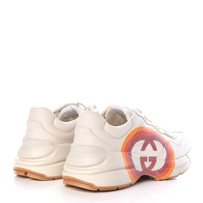 Gucci Calfskin Interlocking G Heart Rhyton Sneakers 39.5 Mystic White 4 of 10