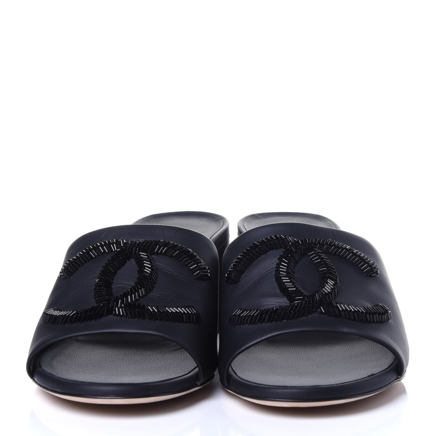 Chanel Lambskin Beaded CC Mule Sandal 38 Black 2 of 12
