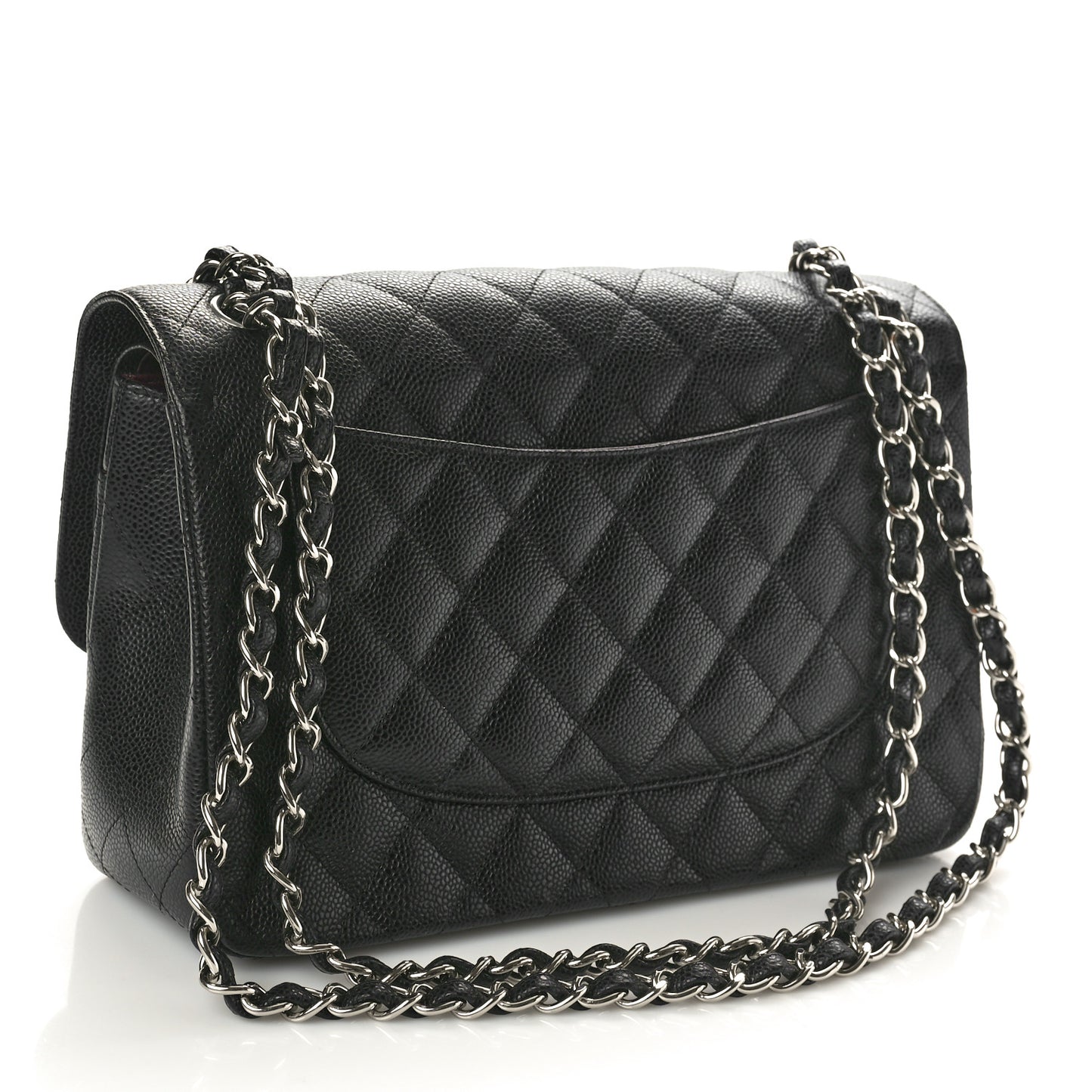Caviar Quilted Jumbo Double Flap Black