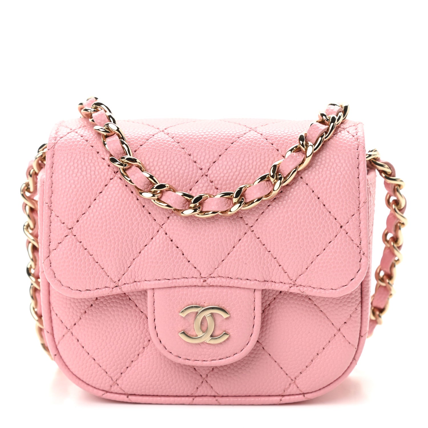 Chanel Caviar Quilted Mini Clutch With Chain Pink 1 of 10