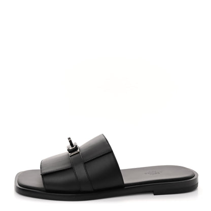 Hermes Calfskin Mens Gabriel Sandals 42 So Black 1 of 10