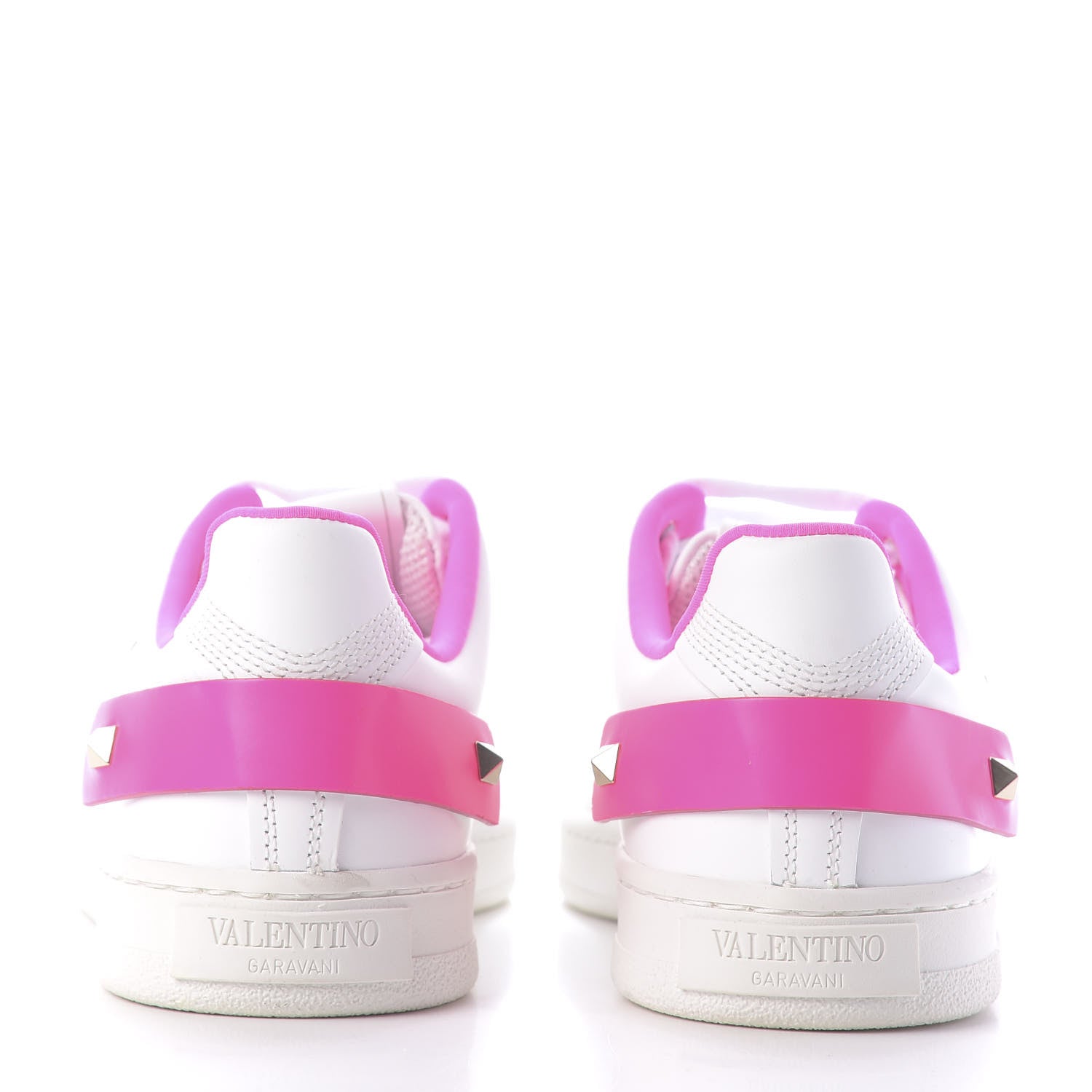 Valentino Garavani Calfskin Womens Backnet Sneakers 35 White Fuchsia 7 of 10