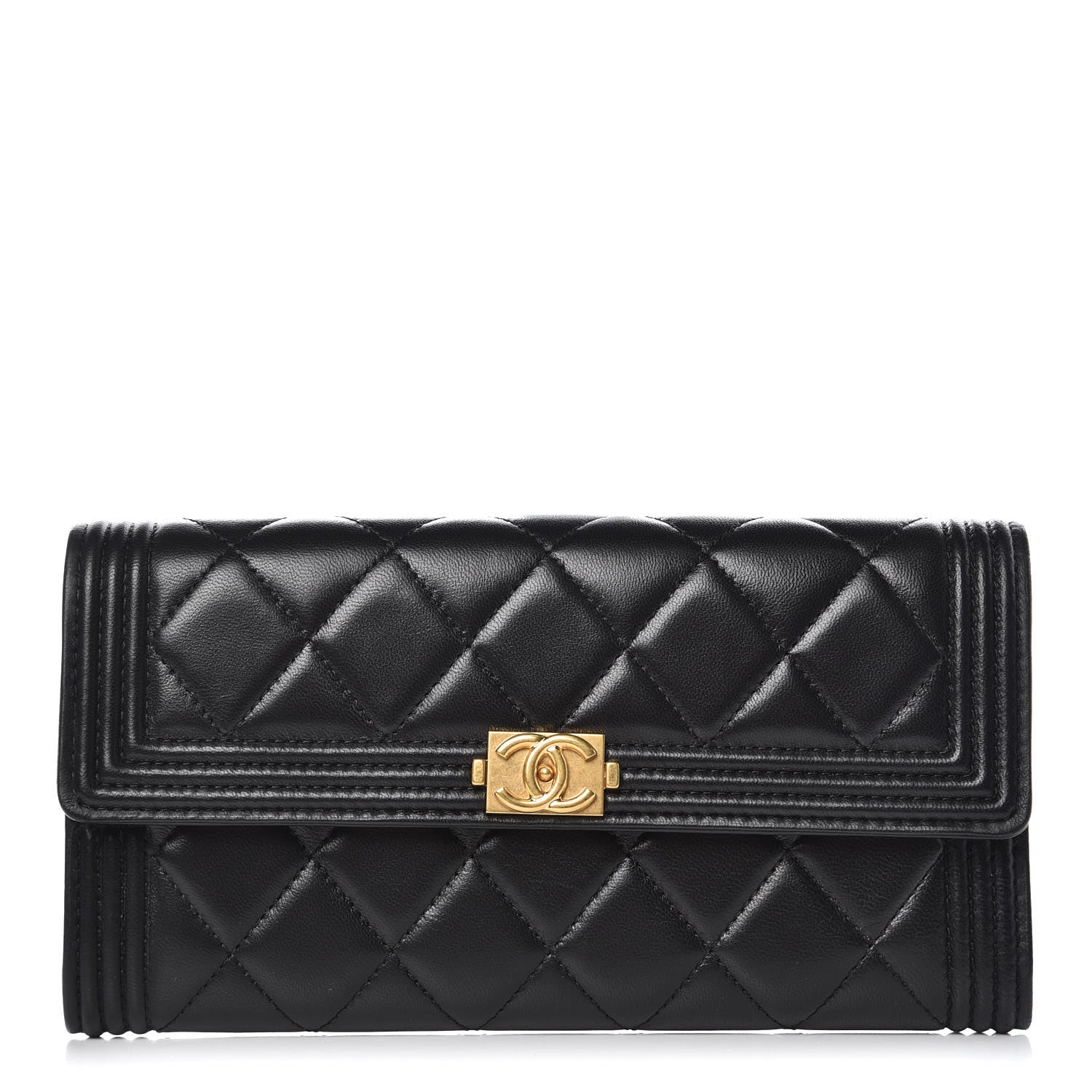 Chanel Lambskin Quilted Boy Flap Wallet Black 1 of 10