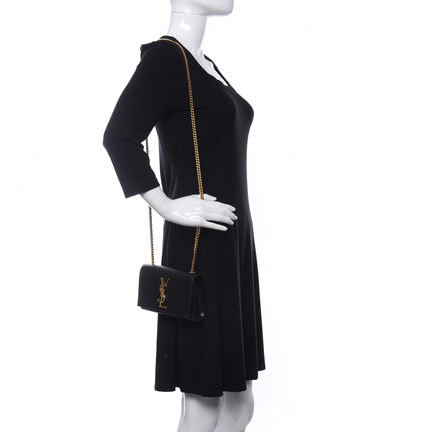 Saint Laurent Grain De Poudre Small Monogram Kate Satchel Black 2 of 10