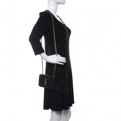 Saint Laurent Grain De Poudre Small Monogram Kate Satchel Black 2 of 10