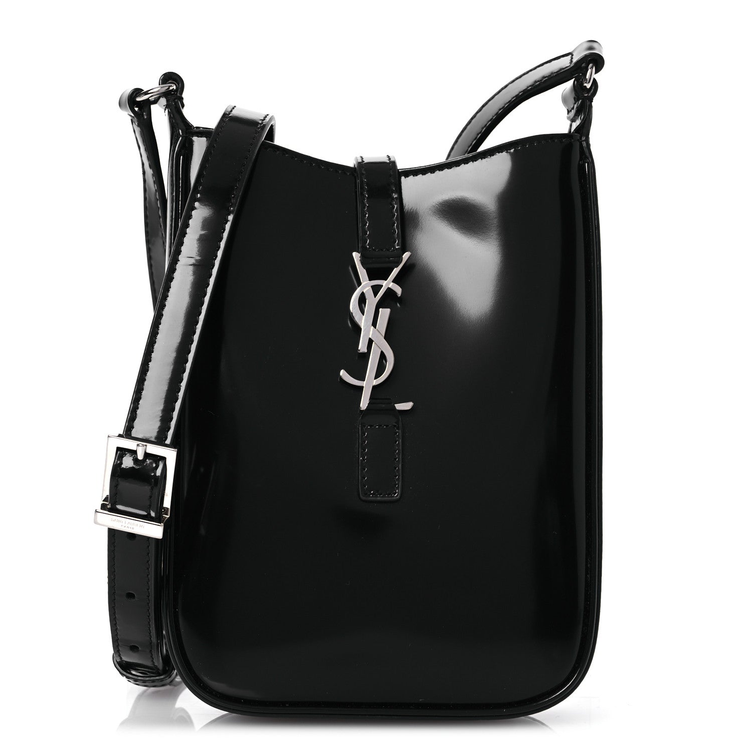 Saint Laurent Patent Calfskin Mini Le 5 A 7 Vertical Hobo Black 1 of 11