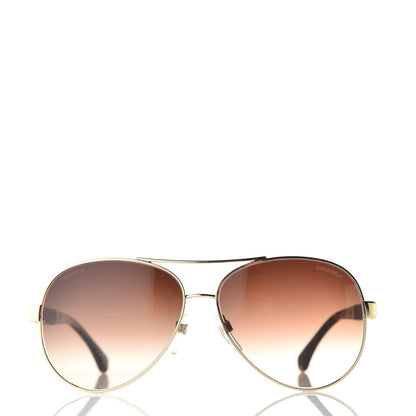 Chanel Lambskin Quilted CC Aviator Sunglasses 4195-Q Brown 2 of 9