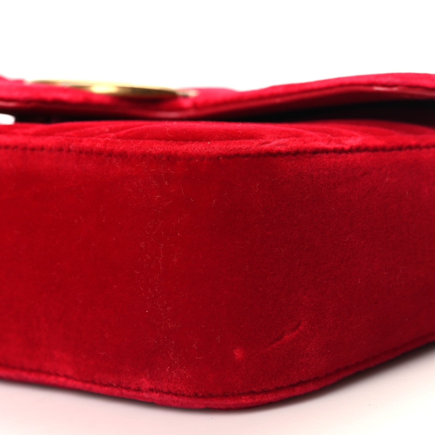 Gucci Velvet Matelasse Mini GG Marmont Shoulder Bag Hibiscus Red 10 of 10