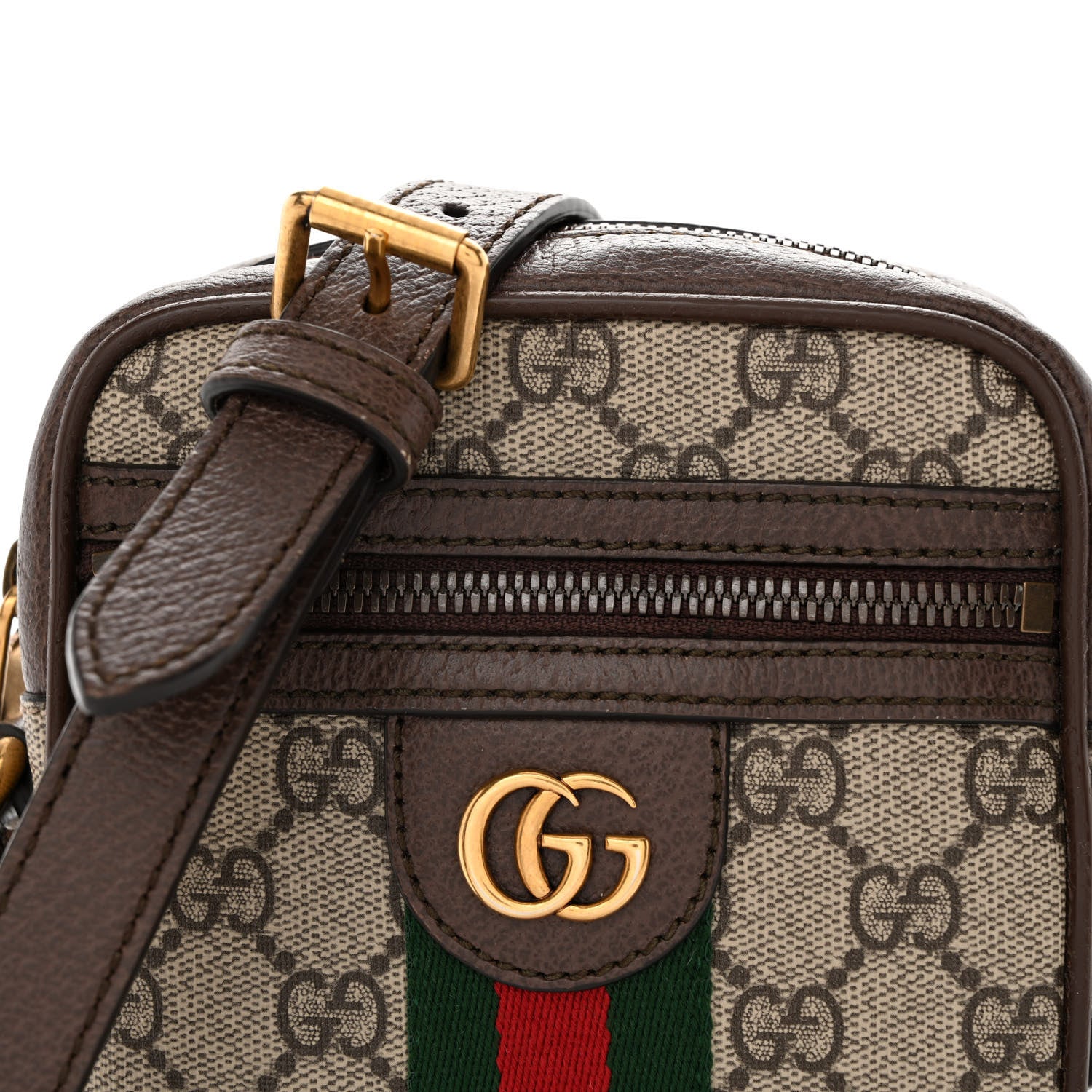Gucci GG Supreme Monogram Web Mini Ophidia Messenger Brown 8 of 10
