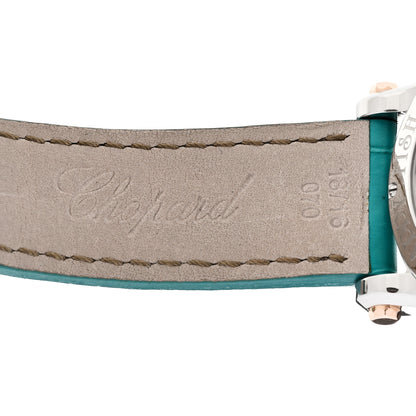 Chopard 18K Rose Gold Stainless Steel Alligator Diamond Turquoise Mother of Pearl 36mm Happy Sport Fish Automatic Watch 6 of 9