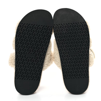 Hermes Woolskin Womens Chypre Sandals 40 Ecru 5 of 8