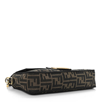Fendi Fabric Jacquard FF 1974 Medium Baguette Tobacco Moro Black 4 of 8