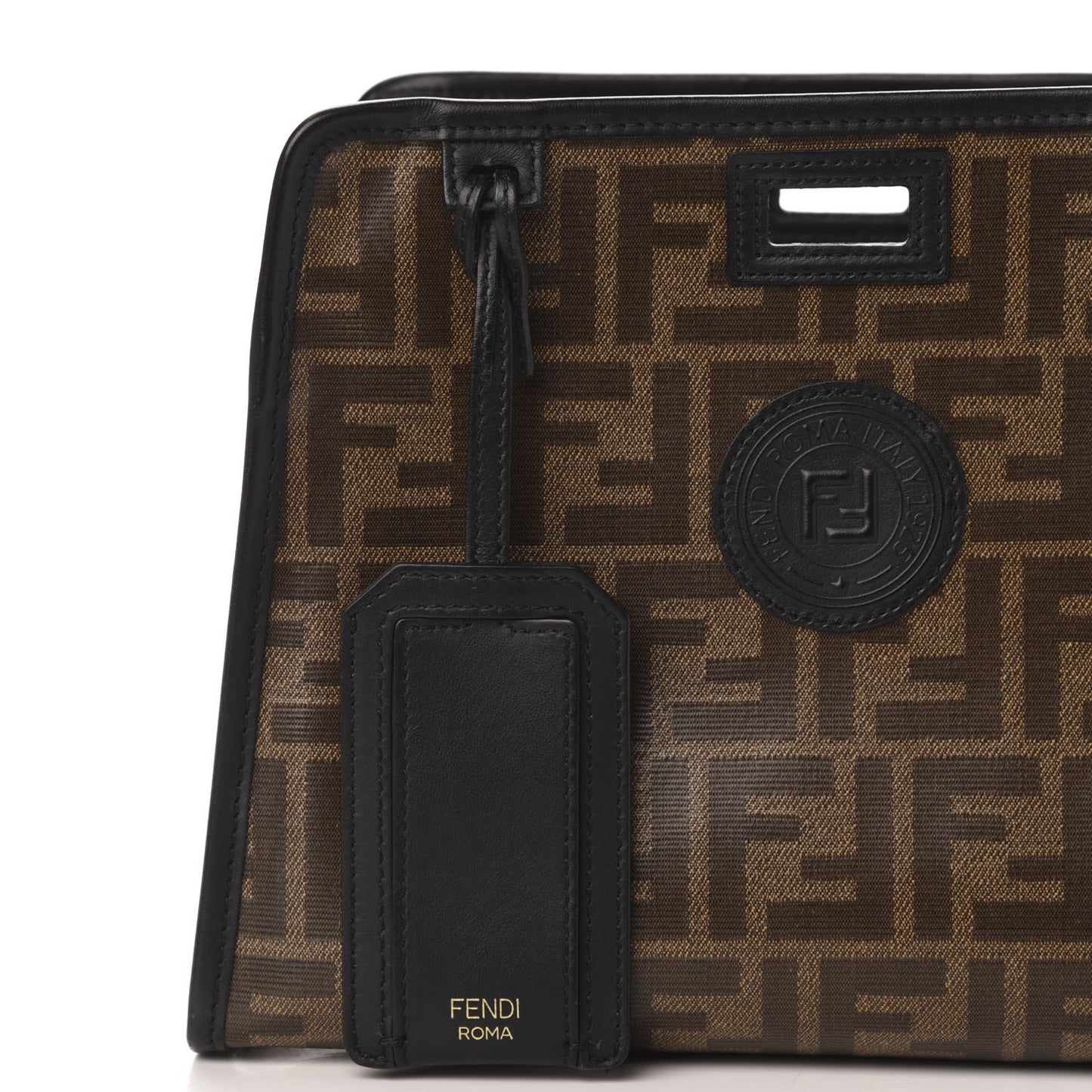 Glazed Fabric Vitello Century FF 1974 Stamp Patch Mini Peekaboo Defender Cover Mogano Panna Black