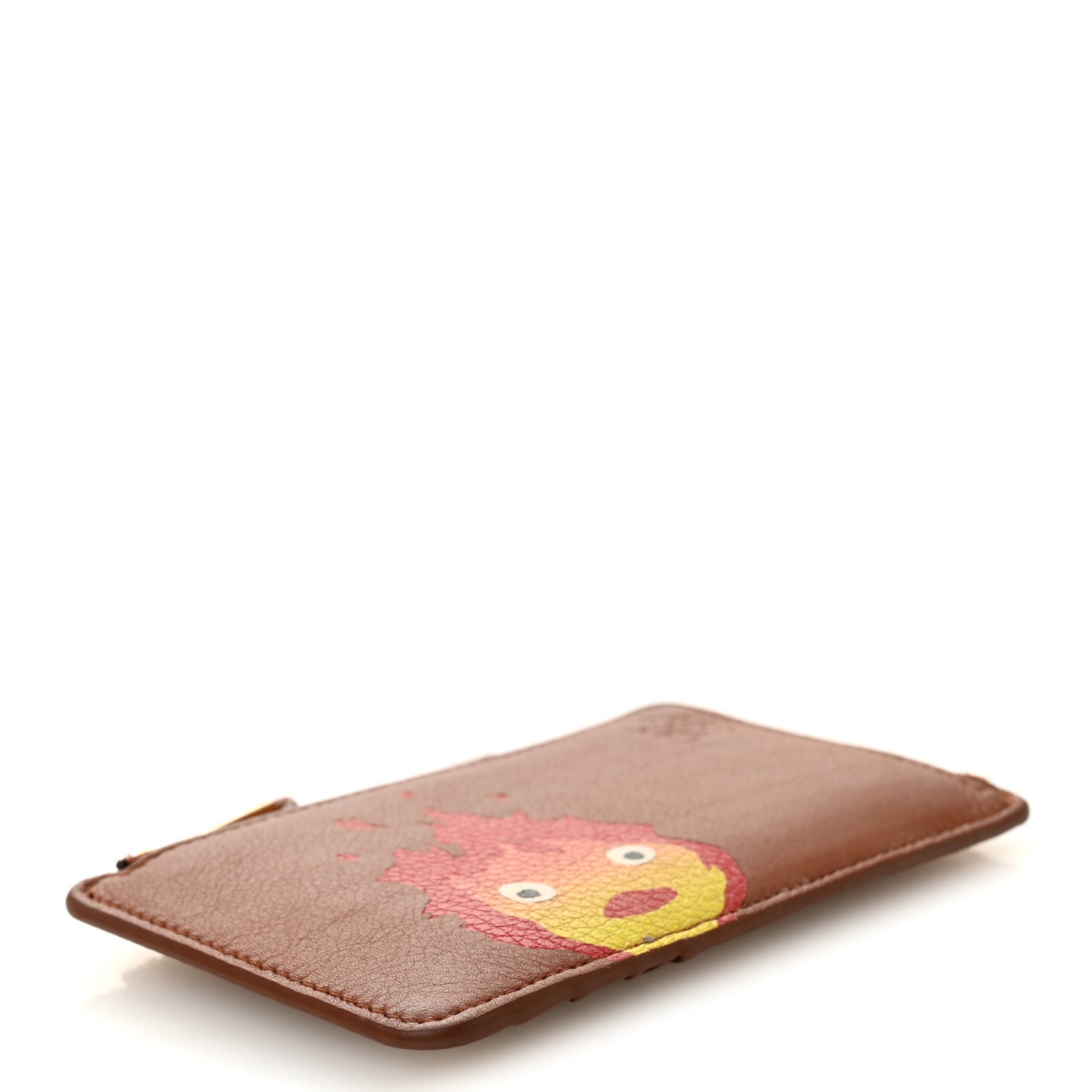 X HOWLS MOVING CASTLE Classic Calfskin Calcifer Coin Cardholder Rust