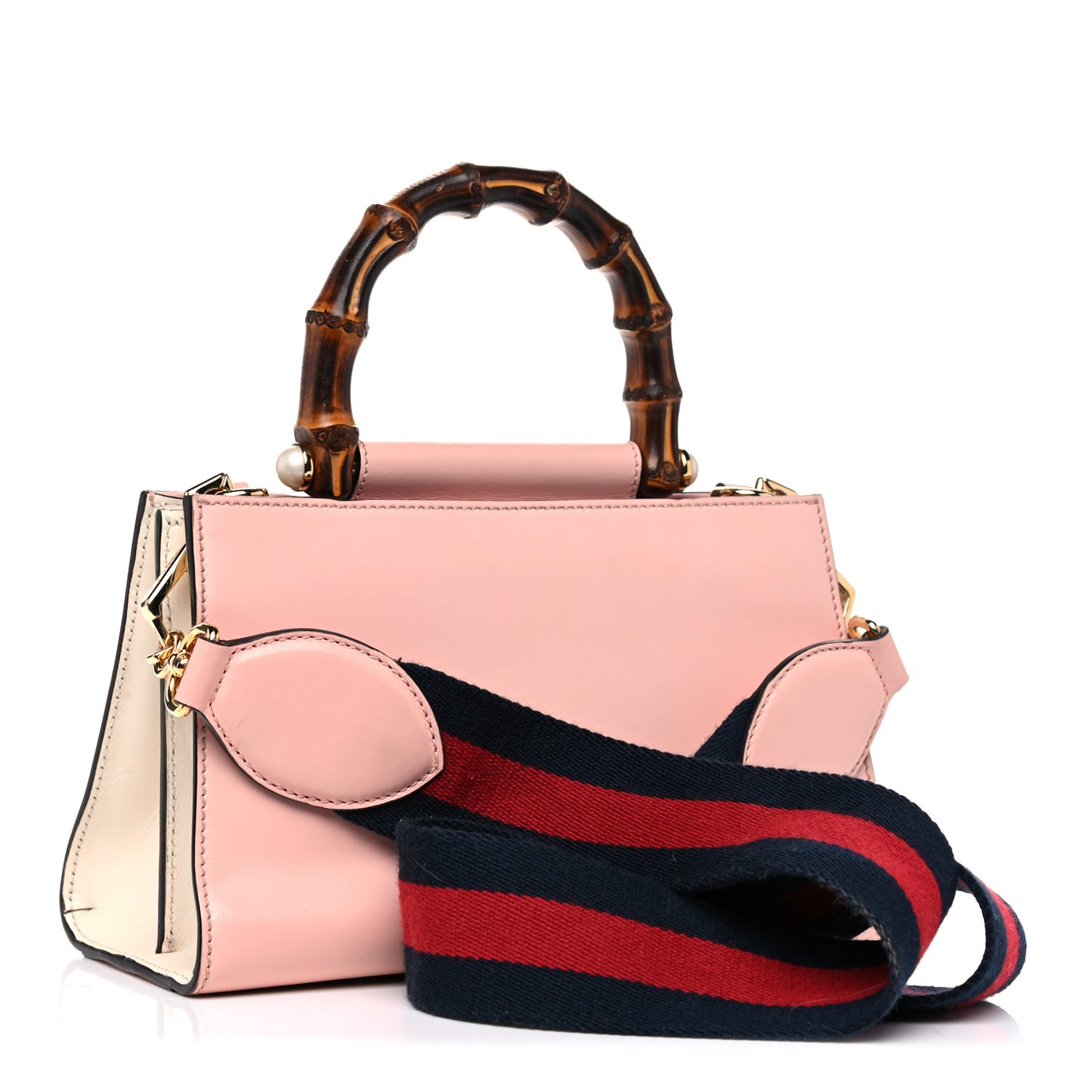 Nappa Bamboo Web Mini Nymphaea Top Handle Bag Perfect Pink Mystic White
