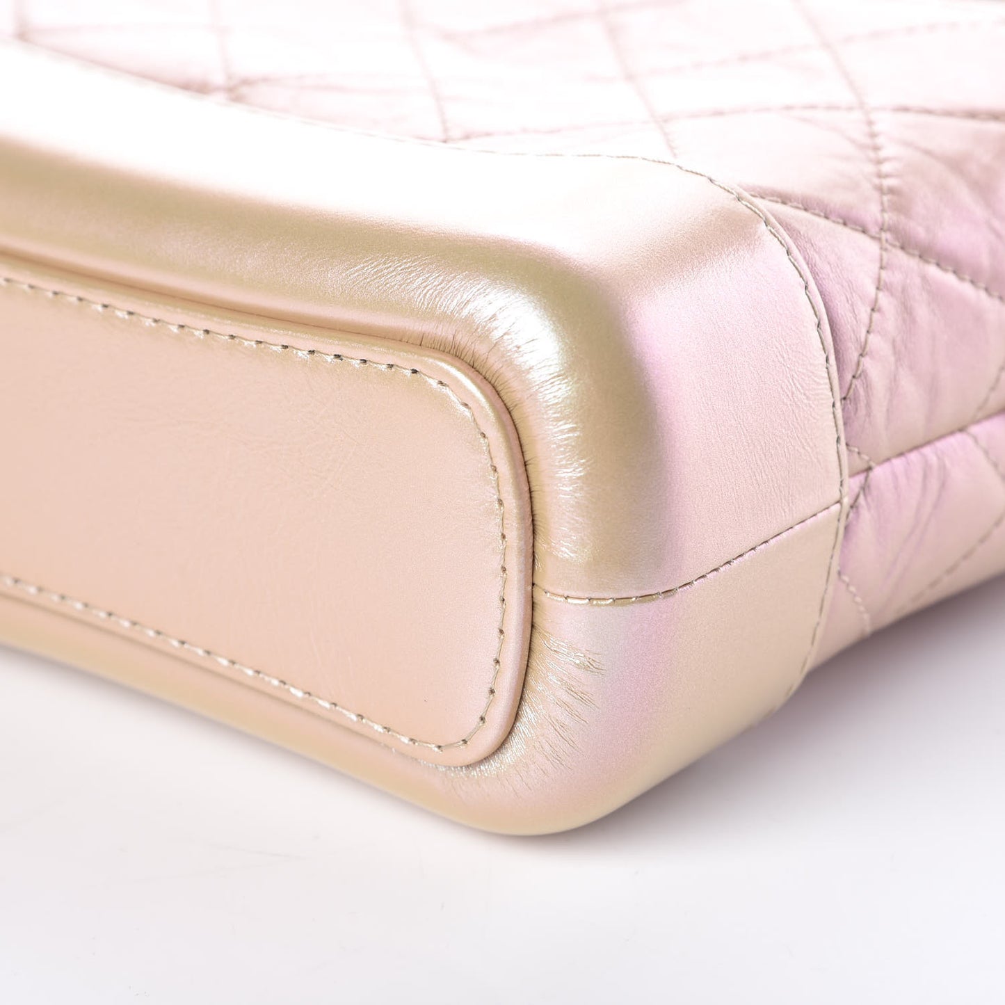 Iridescent Aged Calfskin Quilted Small Gabrielle Hobo Light Pink