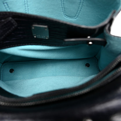 MCM Calfskin Studded Mini Milla Tote Blue 4 of 8