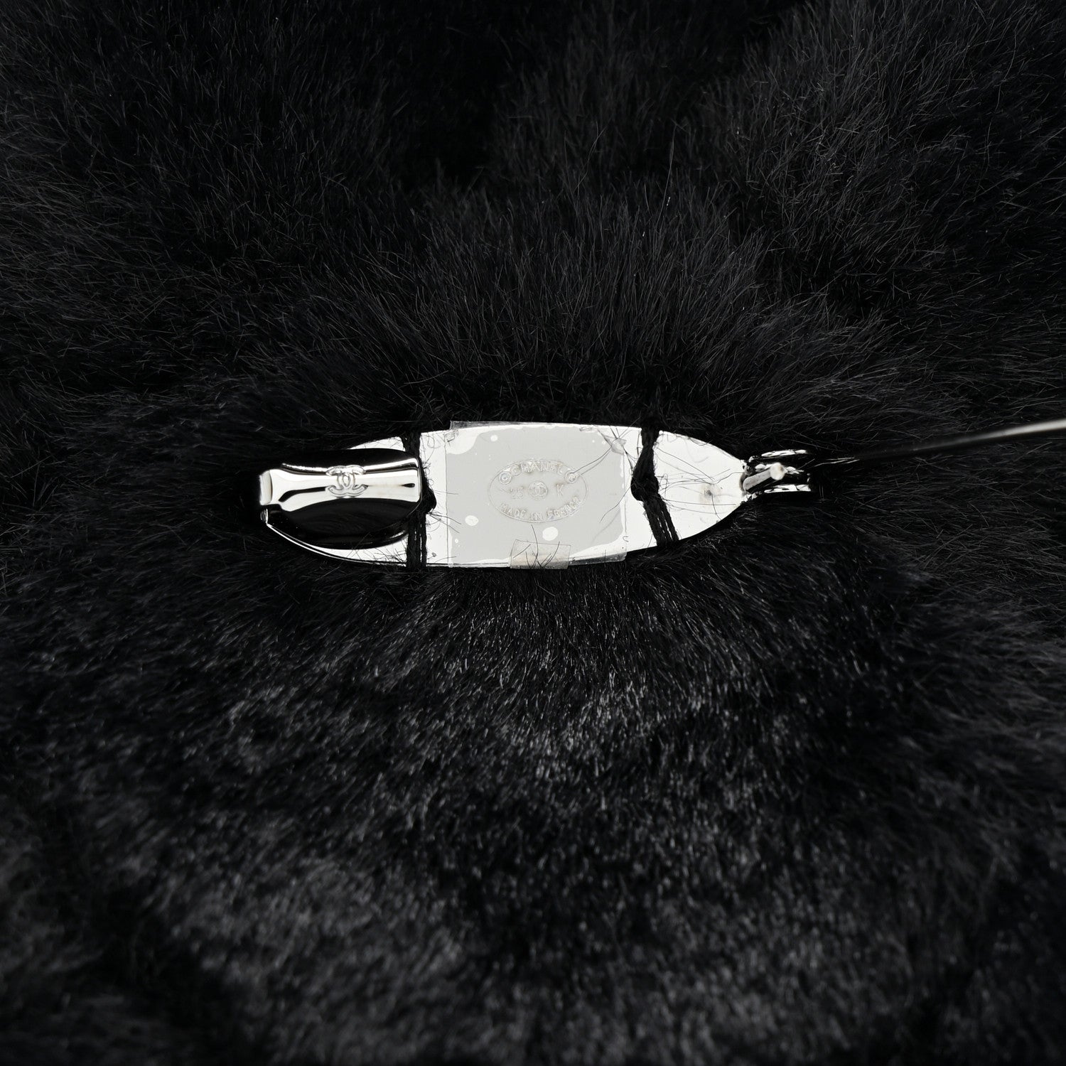 Chanel Faux Fur Strass Camellia Brooch Black 4 of 5