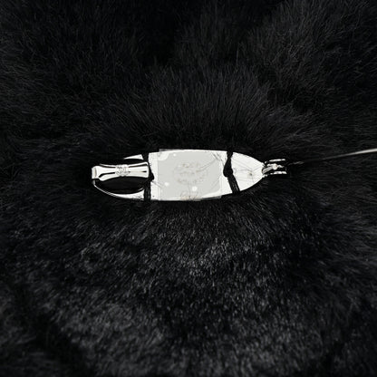 Chanel Faux Fur Strass Camellia Brooch Black 4 of 5