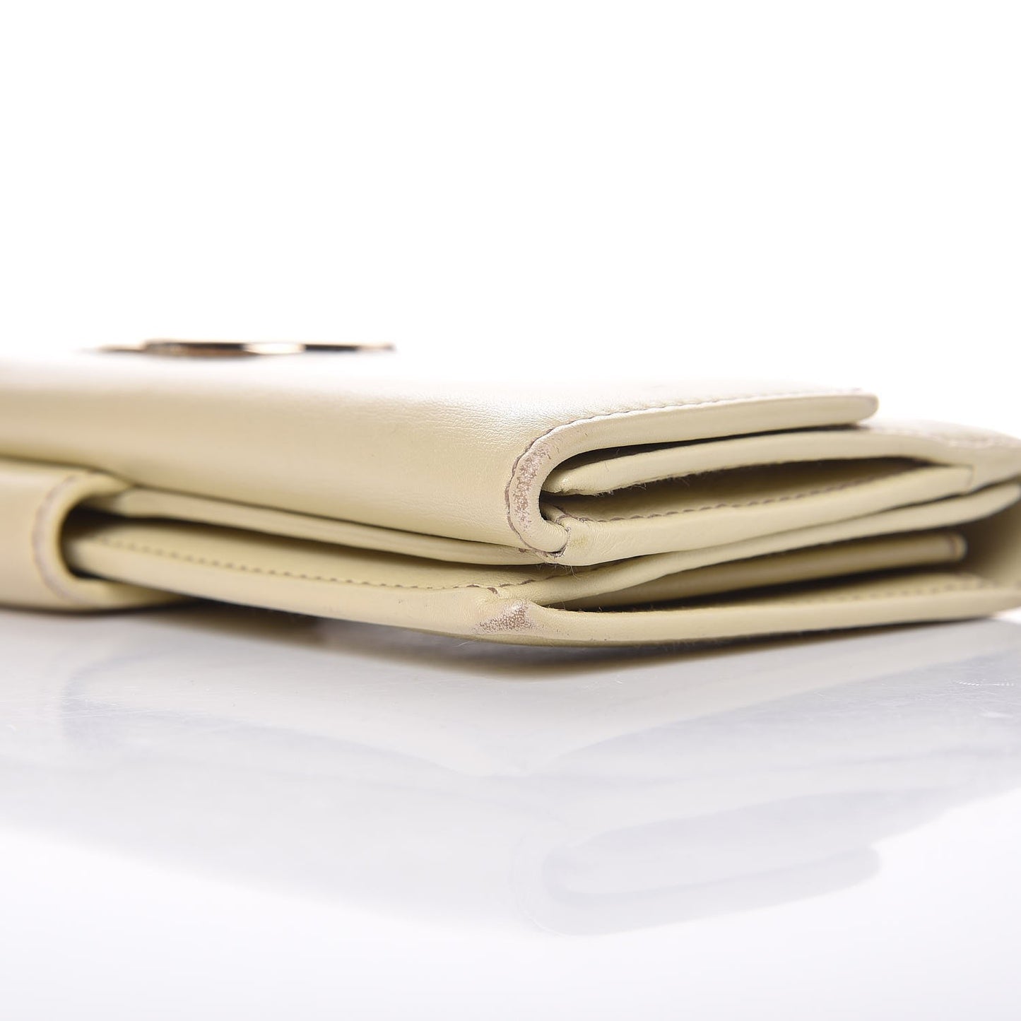 Calfskin Suede Britt Continental Flap Wallet Ivory