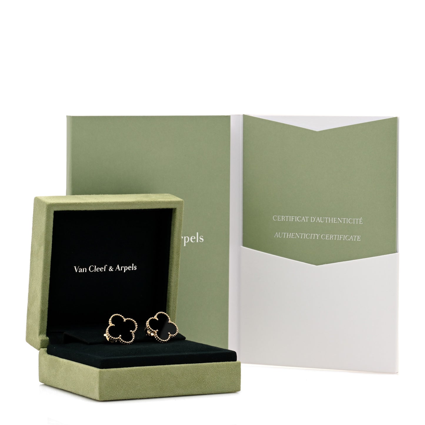 18K Yellow Gold Black Onyx Magic Alhambra Earrings