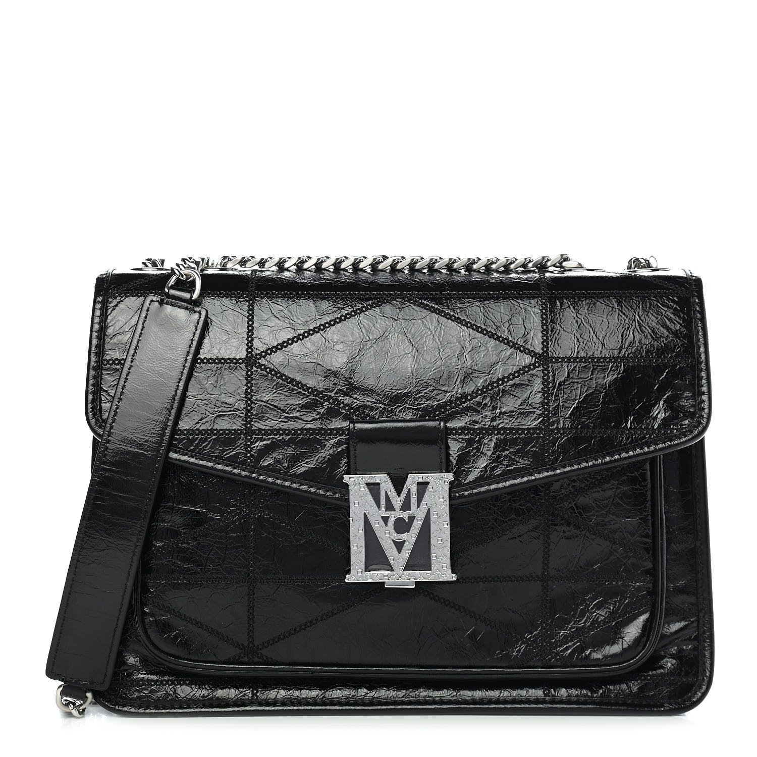 MCM Calfskin Quilted Large Mena Shoulder Bag Black 1 of 9