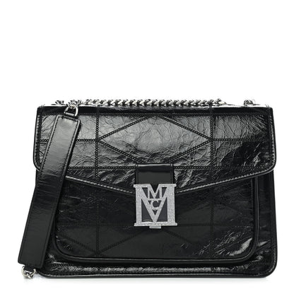 MCM Calfskin Quilted Large Mena Shoulder Bag Black 1 of 9