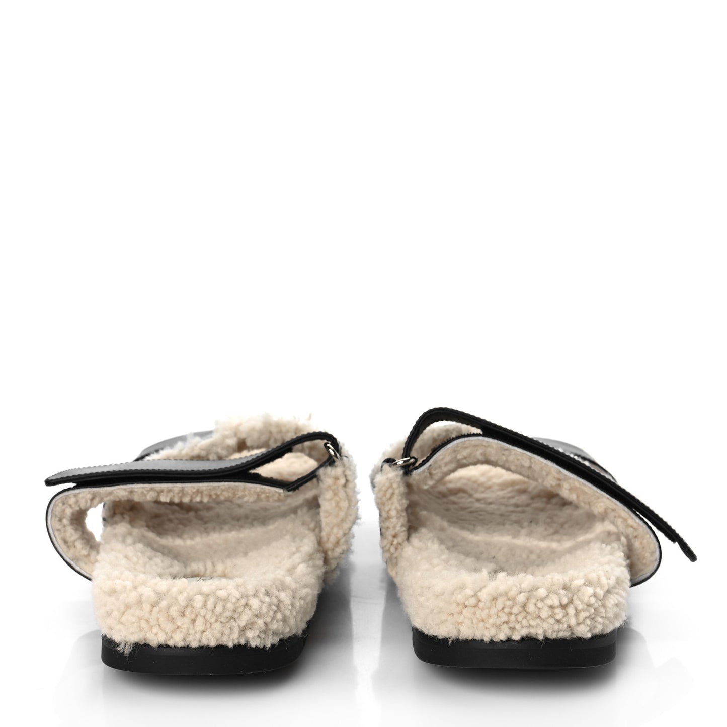 Calfskin Woolskin Mens Chypre Sandals 42 Black Ecru