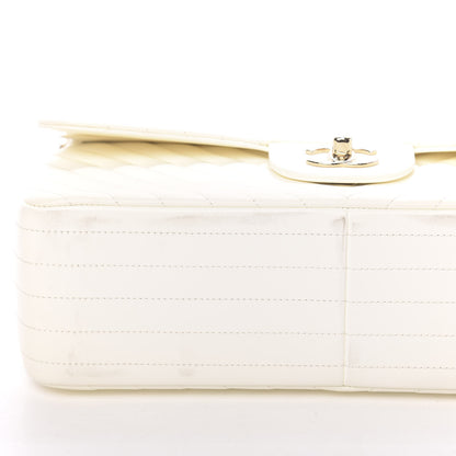Chanel Lambskin Chevron Quilted Jumbo Double Flap White 9 of 13