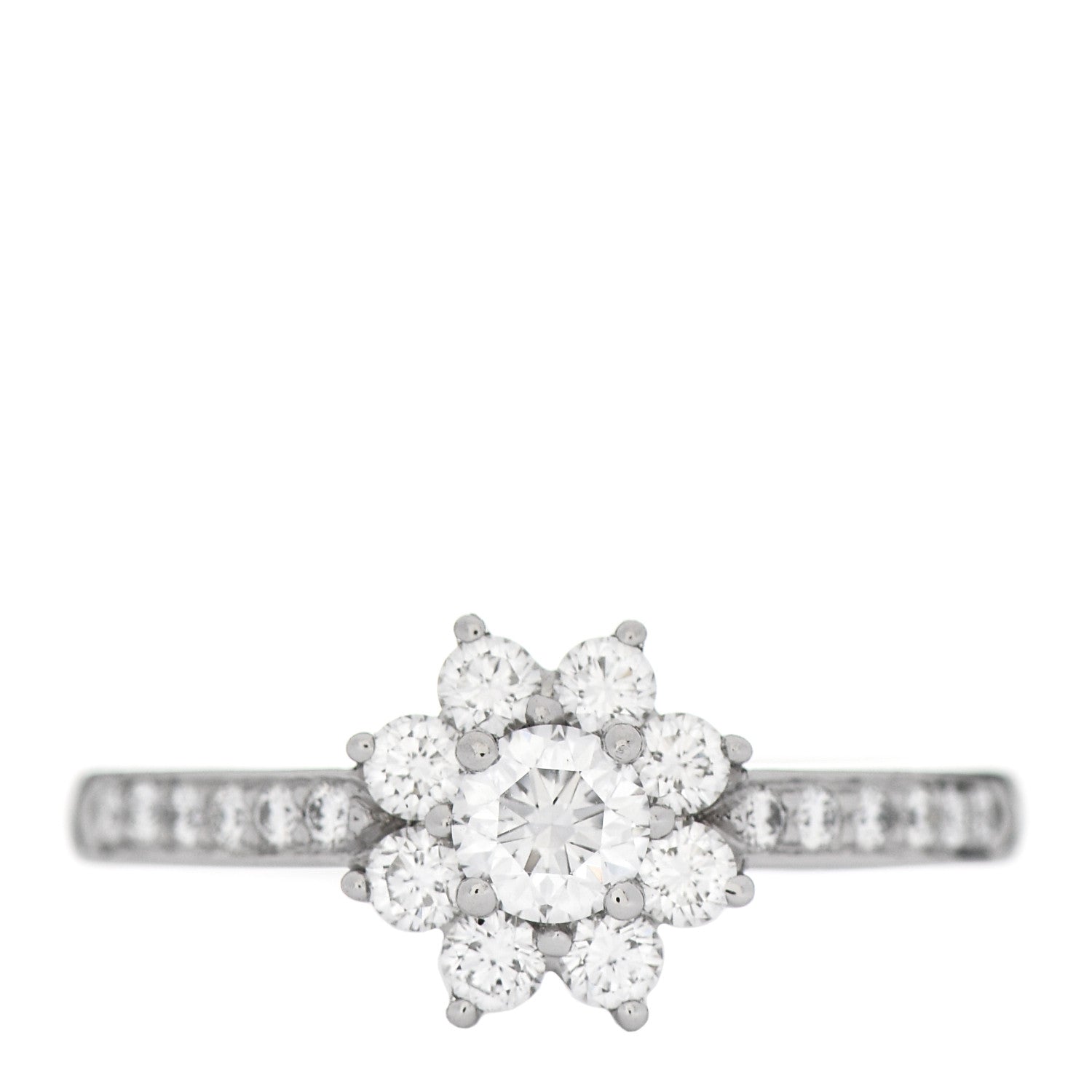 Tiffany Platinum Diamond .24ct Flower Ring 50 5.25 1 of 4