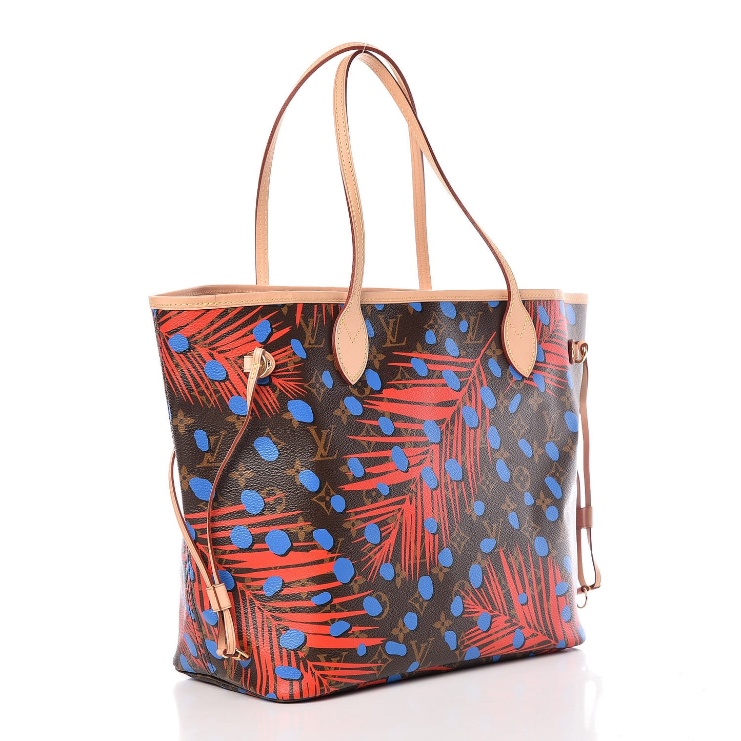 Monogram Jungle Dots Neo Neverfull MM Coquelicot Denim