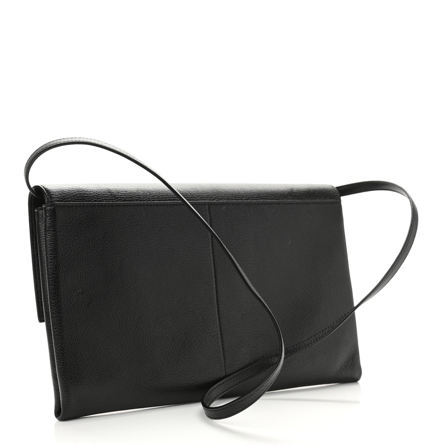 Goatskin Folded Clutch With Strap Black