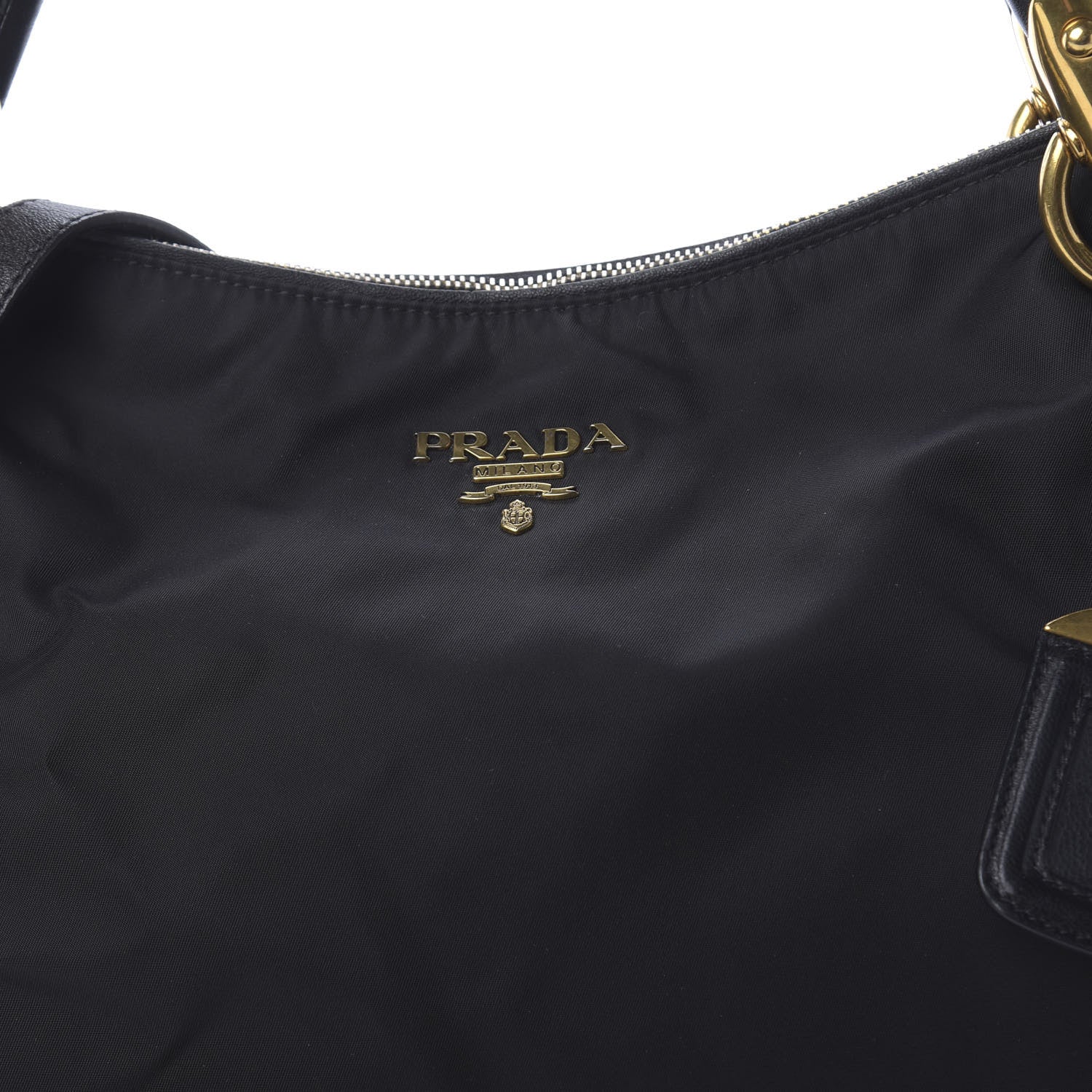 Prada Tessuto Nylon Nappa Shoulder Bag Black 9 of 9