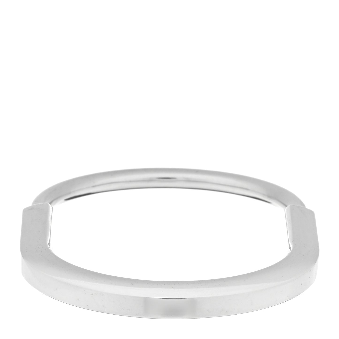 18K White Gold Diamond Tiffany Lock Half Pave Bangle Bracelet