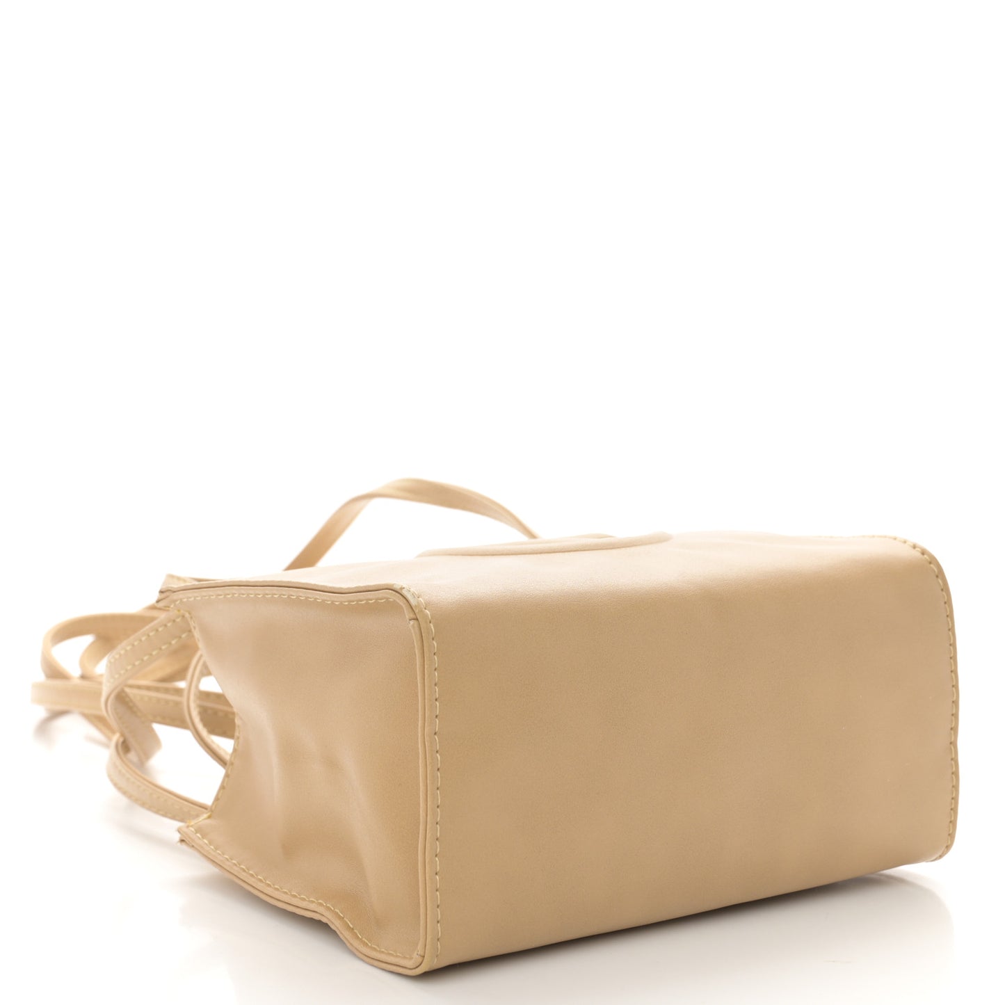 Vegan Leather Small Shopping Bag Cream