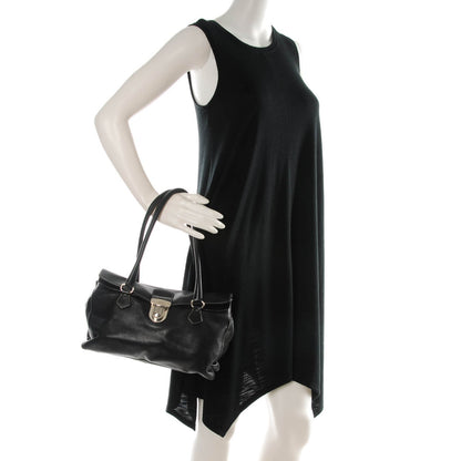 Prada Vitello Easy A Foldover Pushlock Satchel Black 2 of 19